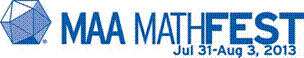 Title: Logo for MathFest 2013 - Description: Left-click to go to the home page for MathFest 2013.