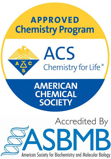 Approved Chemistry Program, ACS Chemistry for Life, American Chemical Society, Accredited by ASBMB, American Society for Biochemistry and Molecular Biology