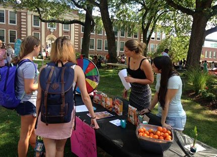 Students outside Dwight Hall during Health Fair