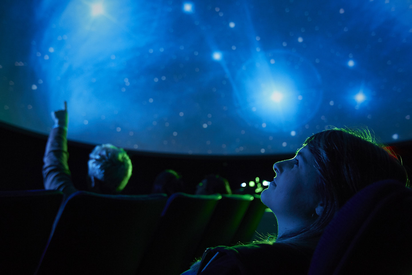 Students in the McAuliffe Center Planetarium