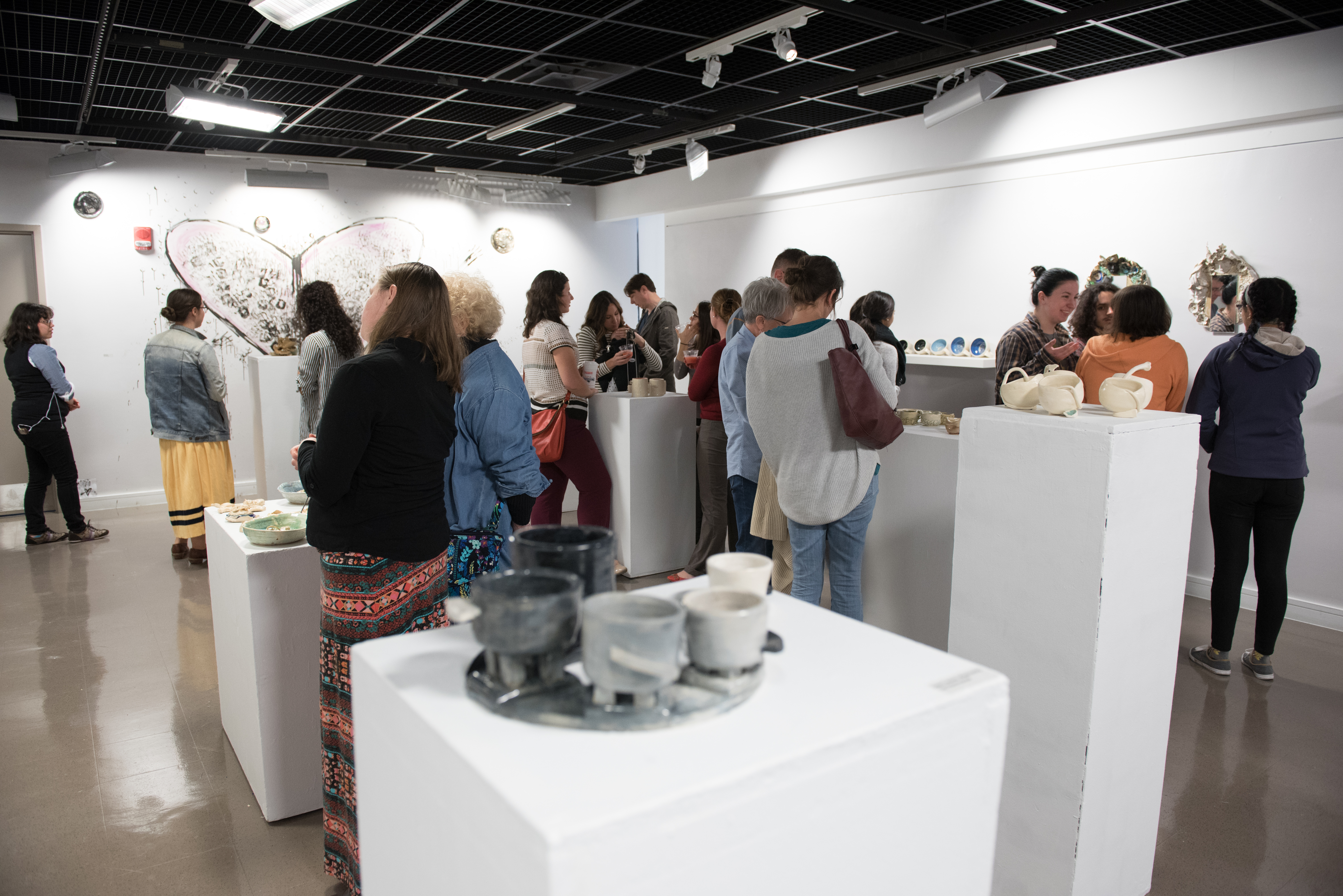 Student artists in the Mazmanian Gallery 