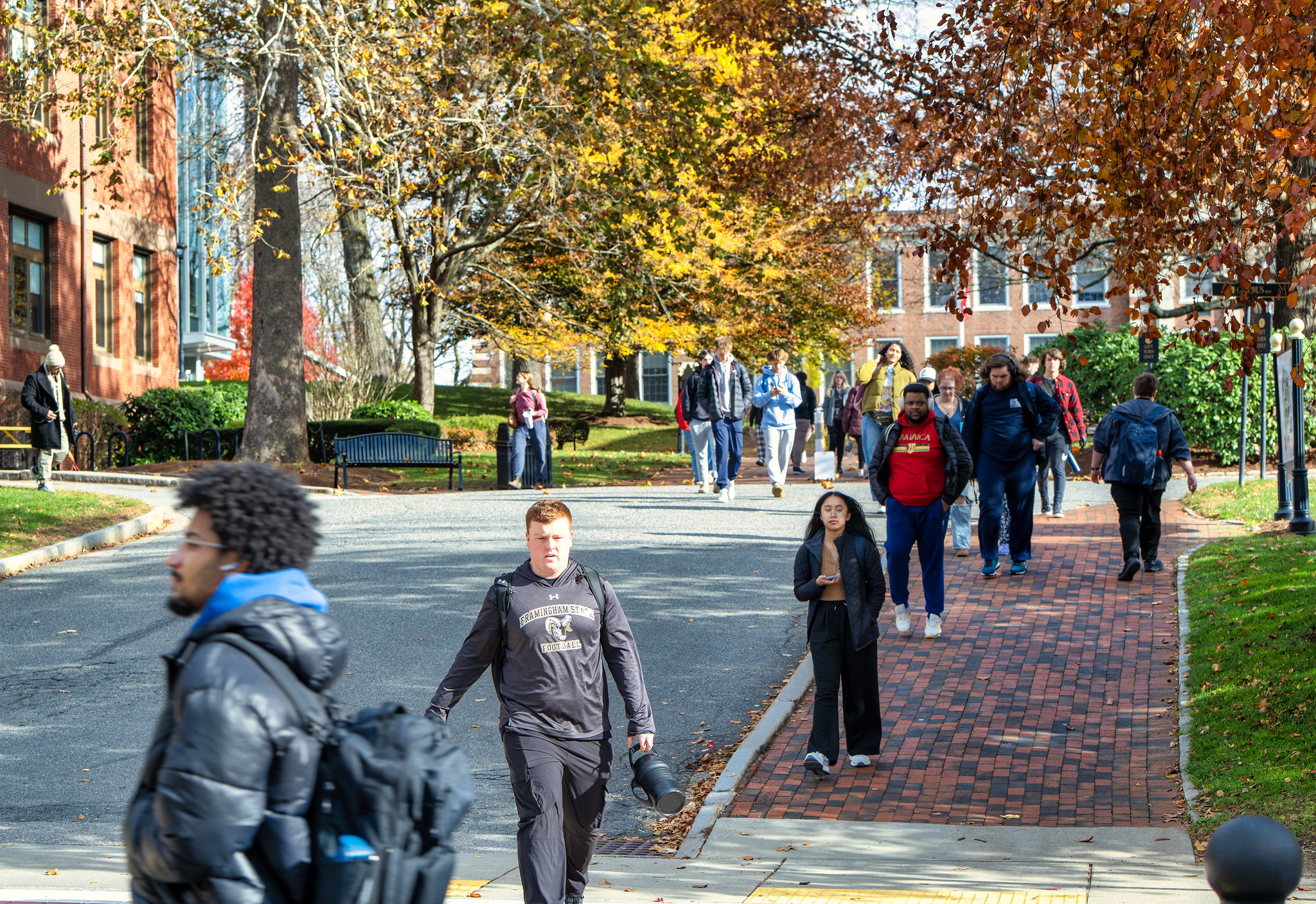 Students walking on FSU campus