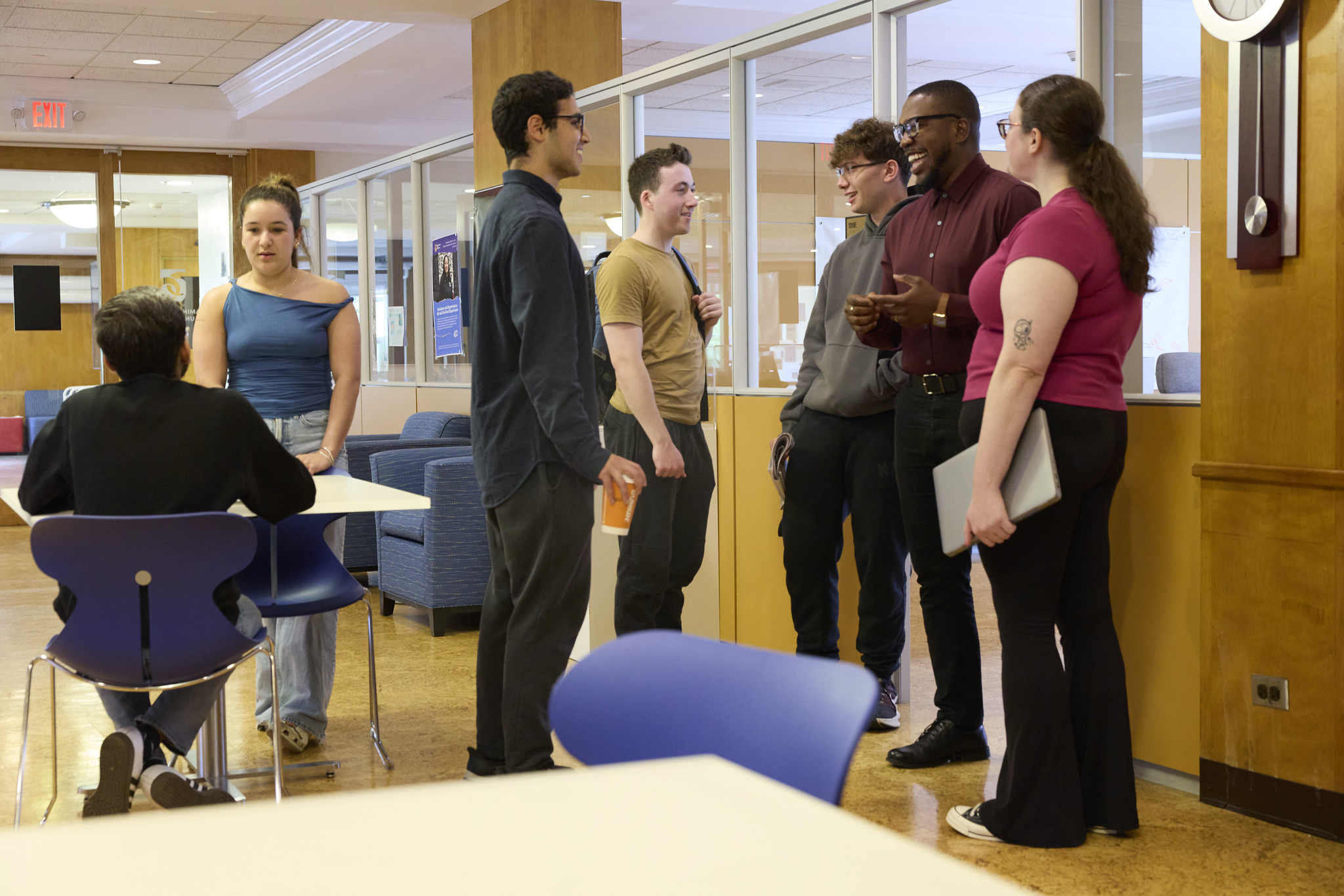 Students chatting in the Center for Inclusive Excellence 