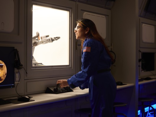 A student in the Challenger Center