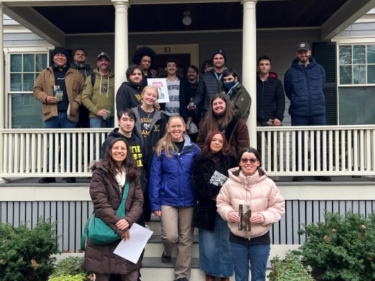Sarah Mulhall Adelman, with group on field trip