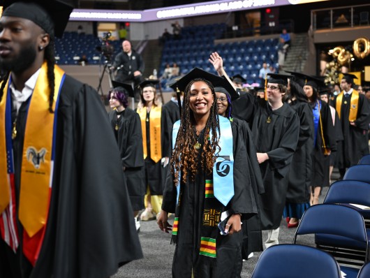 Students process into commencement 