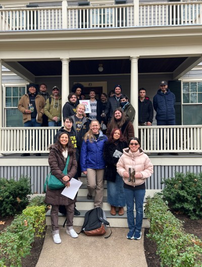 Sarah Mulhall Adelman, with group on field trip