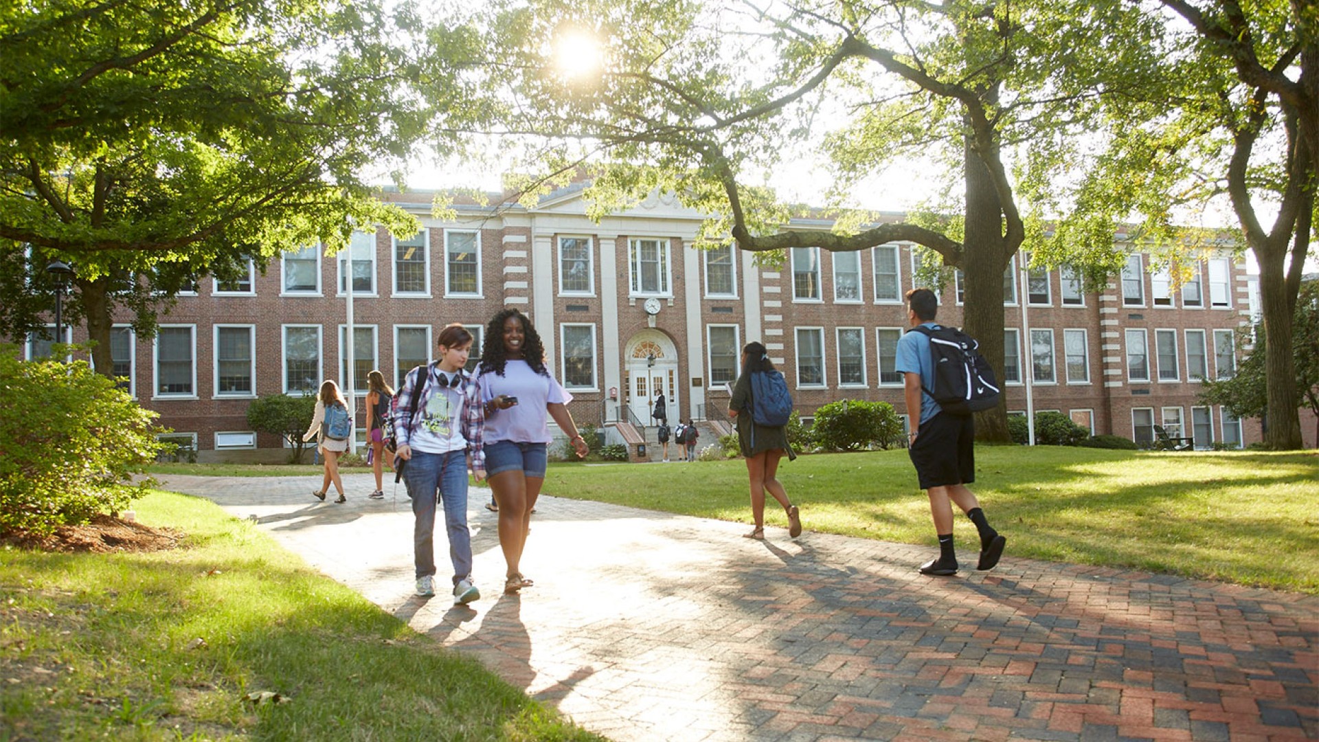 Students in front of Dwight Hall
