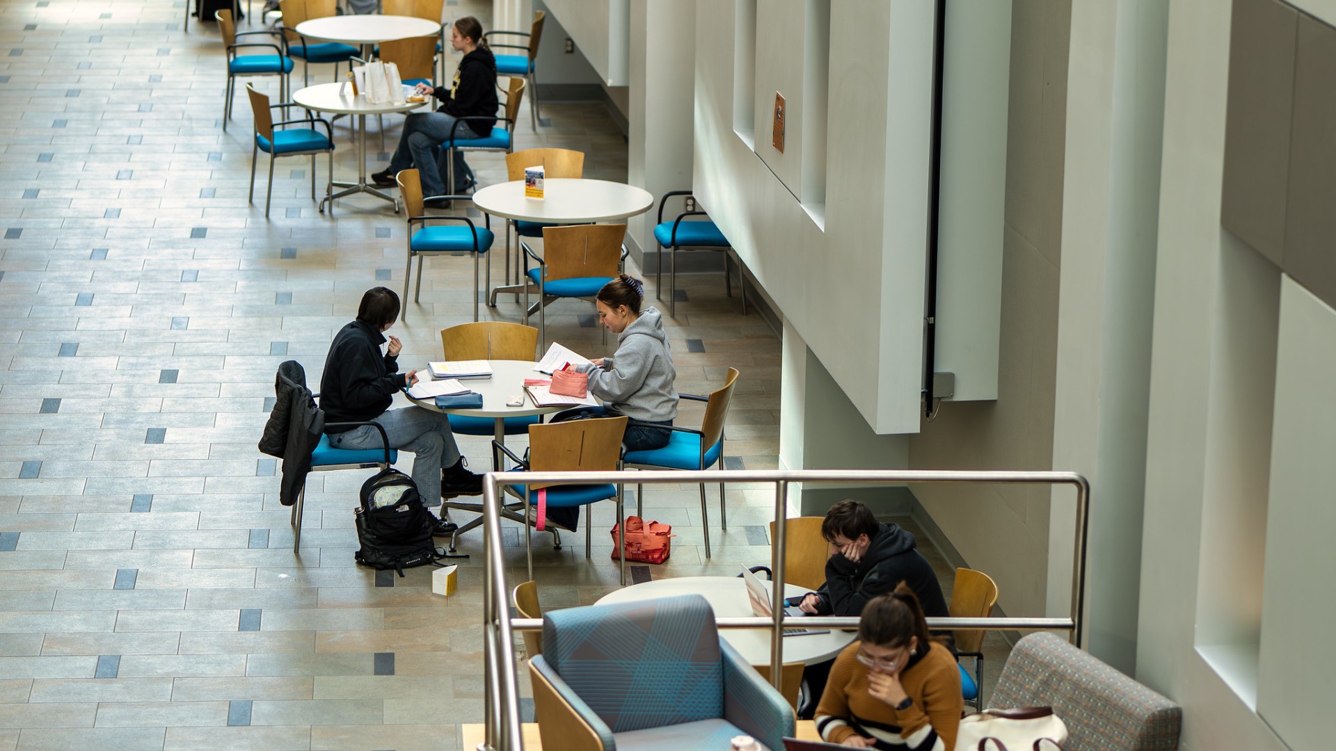 Students Studying in Hallway