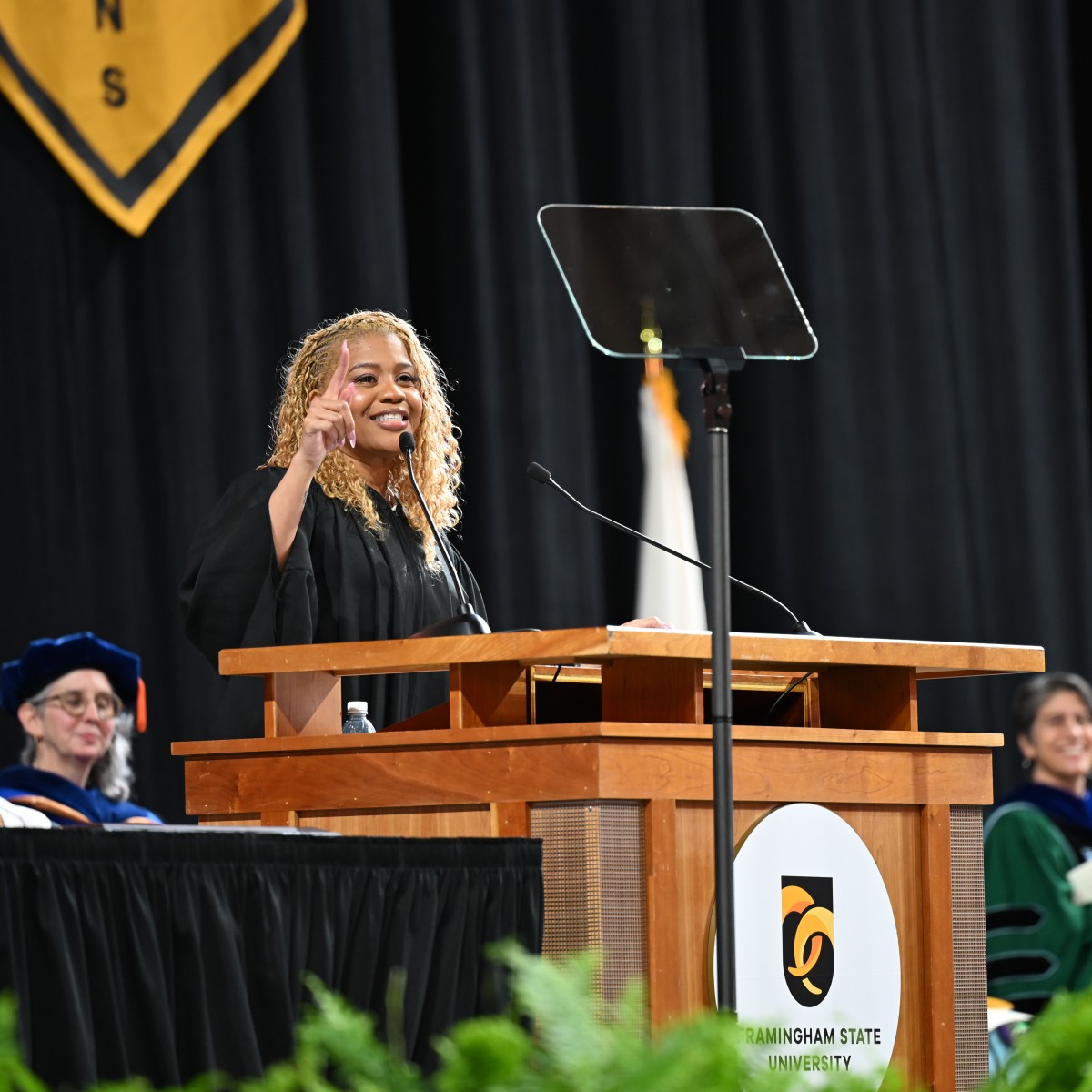 Keynote speaker Sheena Collier addresses the graduates
